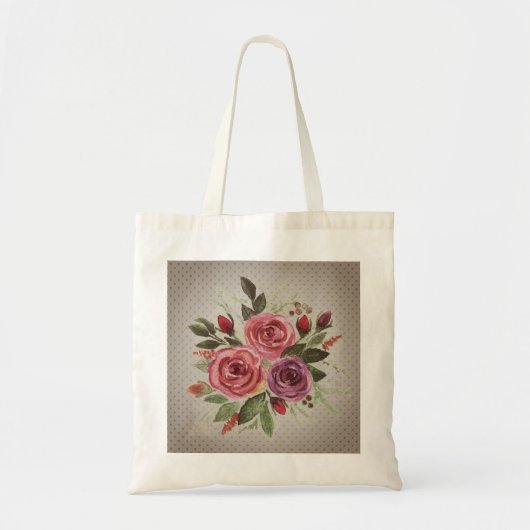Tote Bag Aquarelle fleurie couronnes roses (Devant)