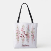 Tote Bag Aquarelle Fleurie Fleurs de Cerisier, Ajouter un N (Dos)