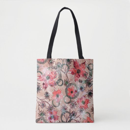 Tote Bag Aquarelle, fleurs. (Devant)