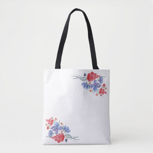 Tote Bag Aquarelle, fleurs. (Devant)