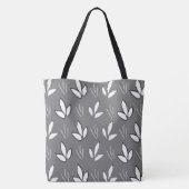 Tote Bag Aquarelle Fleurs blanches Gris Moderne (Dos)