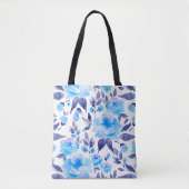 Tote Bag Aquarelle fleurs bleues 2 (Devant)