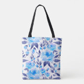 Tote Bag Aquarelle fleurs bleues 2 (Dos)