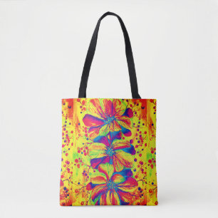 Tote Bag Aquarelle Fleurs de Delphinium dans la flamme Hot