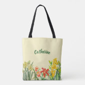 Tote Bag Aquarelle Fleurs de printemps Illustration florale (Dos)