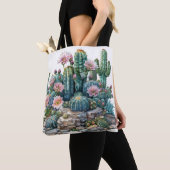 Tote Bag Aquarelle fleurs du désert cactus. (De près)