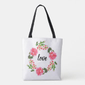 Tote Bag Aquarelle Fleurs roses couronne circulaire (Dos)