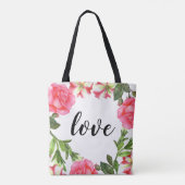 Tote Bag Aquarelle Fleurs roses couronne circulaire (Dos)