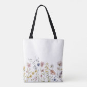 Tote Bag Aquarelle Fleurs sauvages Boho élégant avec Monogr (Dos)