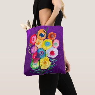 Tote Bag Aquarelle fleurs violettes fleuries florales