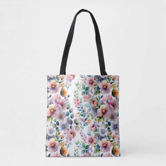 Tote Bag Aquarelle Floral Motif sans joint (Devant)