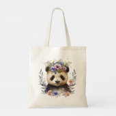 Tote Bag Aquarelle Floral Panda Cute (Dos)