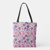 Tote Bag Aquarelle Floral violet Motif Boho (Dos)