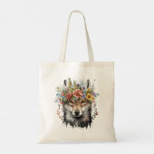 Tote Bag Aquarelle Floral Wolf (Dos)