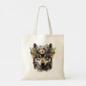 Tote Bag Aquarelle Floral Wolf (Dos)