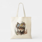 Tote Bag Aquarelle Floral Wolf (Dos)