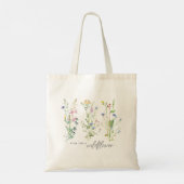 Tote Bag Aquarelle Florale Fleur sauvage Ressort Avec Citat (Dos)