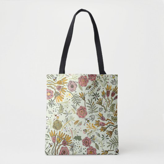 Tote Bag Aquarelle Florale Fleurs d'abeille Élégante Modern (Devant)