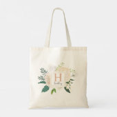 Tote Bag Aquarelle florale floue Mariage Bridesmaid initial (Dos)