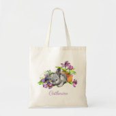 Tote Bag Aquarelle Florale Lapin de Pâques lapin Personnali (Devant)