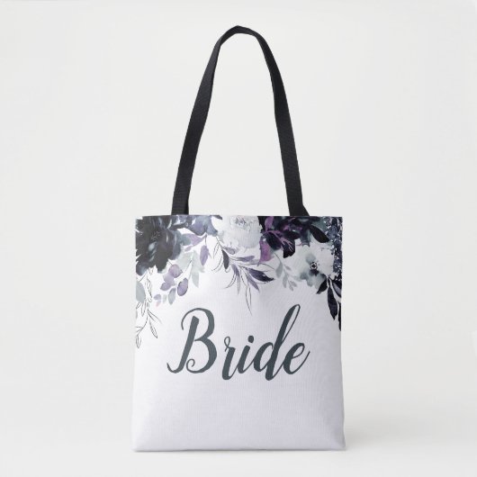 Tote Bag Aquarelle florale néocturne Élégante mariée (Devant)