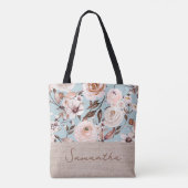 Tote Bag Aquarelle florale Nom personnalisé (Dos)
