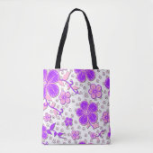 Tote Bag Aquarelle florale simple impression violet et rose (Devant)