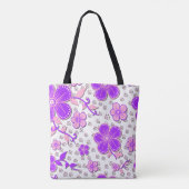 Tote Bag Aquarelle florale simple impression violet et rose (Dos)