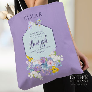 Tote Bag Aquarelle Flore Écriture Verse Personnalisé