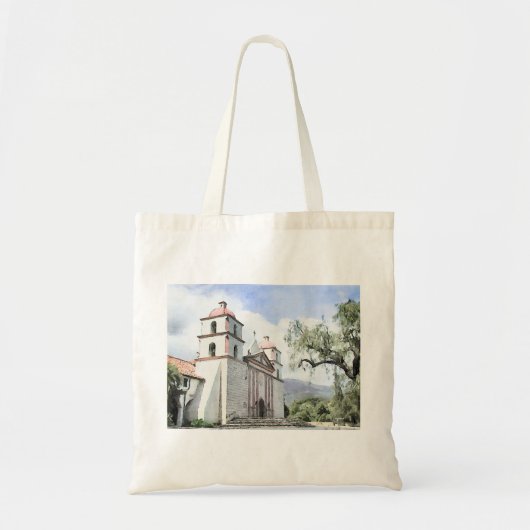 Tote Bag Aquarelle Fourre-tout de Santa Barbara de mission (Devant)