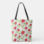 Tote Bag Aquarelle Fruit fraise, abeilles et papillons (Dos)