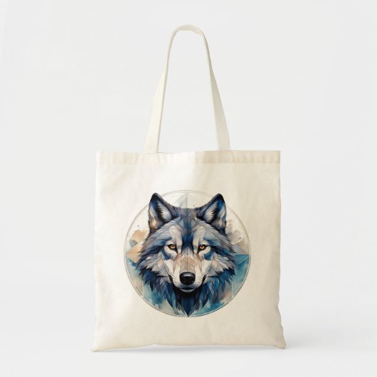 Tote Bag Aquarelle géométrique Wolf (Devant)