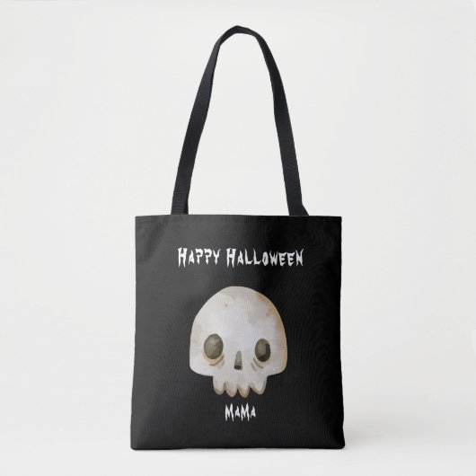 Tote Bag Aquarelle Ghost Skeleton Happy Halloween Mama (Devant)