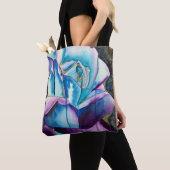 Tote Bag Aquarelle gothique bleu violet art rose (De près)