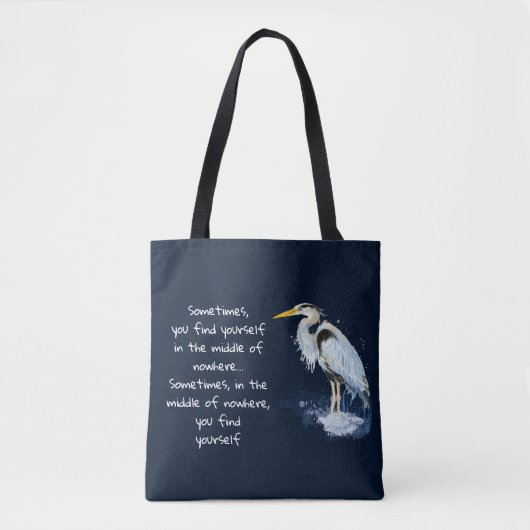 Tote Bag Aquarelle Great Blue Heron Citation Inspirante (Devant)