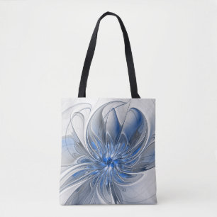 Tote Bag Aquarelle gris bleu Abstrait Fractal Art Flower