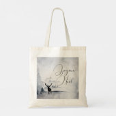 Tote Bag Aquarelle gris rustique de rennes d'hiver (Dos)