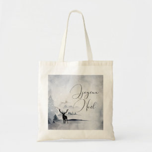 Tote Bag Aquarelle gris rustique de rennes d'hiver