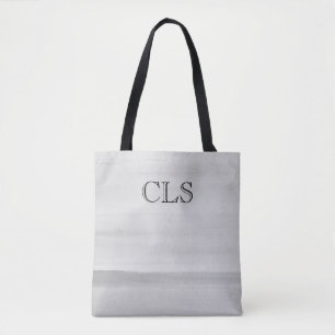 Tote Bag Aquarelle Grise Brosses Avec Initiales