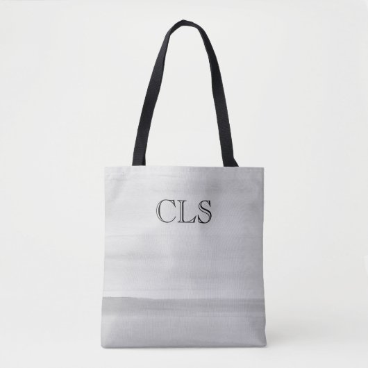 Tote Bag Aquarelle Grise Brosses Avec Initiales (Devant)