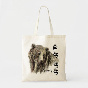 Tote Bag Aquarelle Grizzli Ours Faune Nature Art