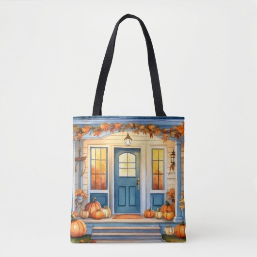Tote Bag Aquarelle Halloween Automne Citrouille Feuilles d' (Devant)