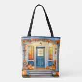 Tote Bag Aquarelle Halloween Automne Citrouille Feuilles d' (Dos)