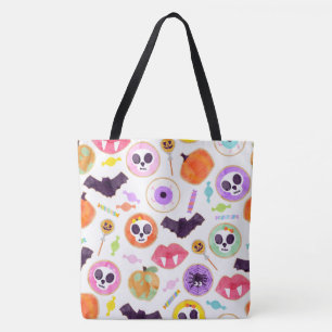Tote Bag Aquarelle Halloween Cookies Motif Éffrayant Fourre