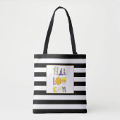 Tote Bag Aquarelle Halloween noir et blanc (Devant)