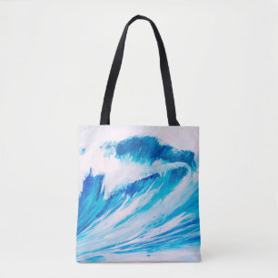 Tote Bag aquarelle hautes vagues océaniques couleur blumar