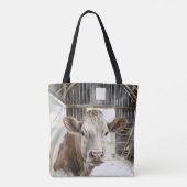 Tote Bag Aquarelle Hereford Vache dans la grange (Dos)