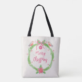 Tote Bag Aquarelle Holly Wreath Joyeux Noël (Dos)