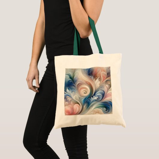 Tote Bag Aquarelle Imaginaire Floral Pastel Bleu & Crème (Devant (produit))