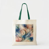 Tote Bag Aquarelle Imaginaire Floral Pastel Bleu & Crème (Devant)